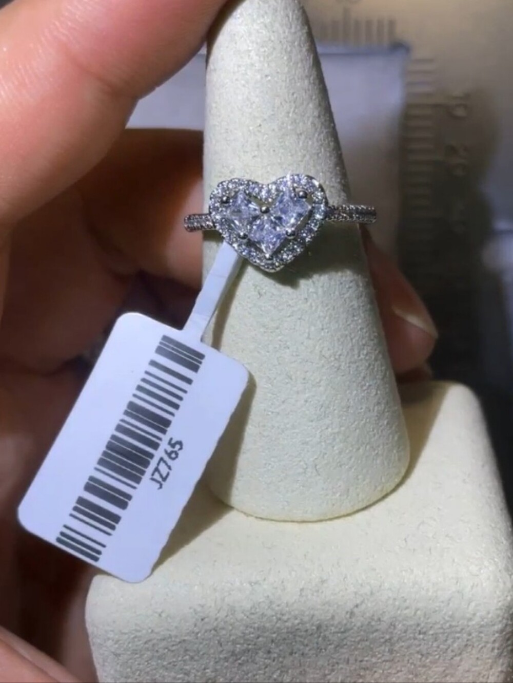 Heart Halo Cubic Zirconia Ring in Silver